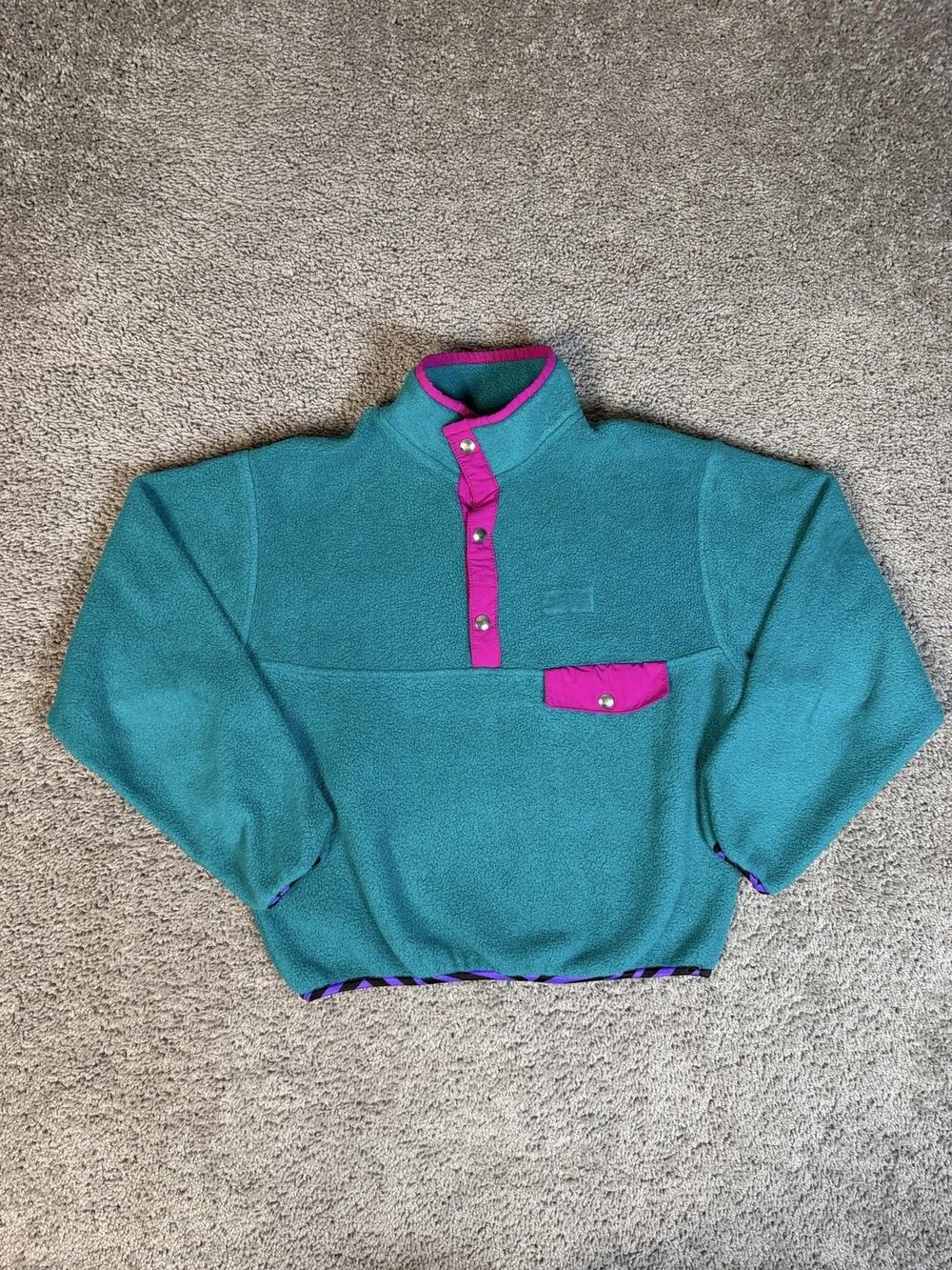 Quest Outfitters Jacket Womens M Green Fleece Collared Snap Front Pocket Cozy